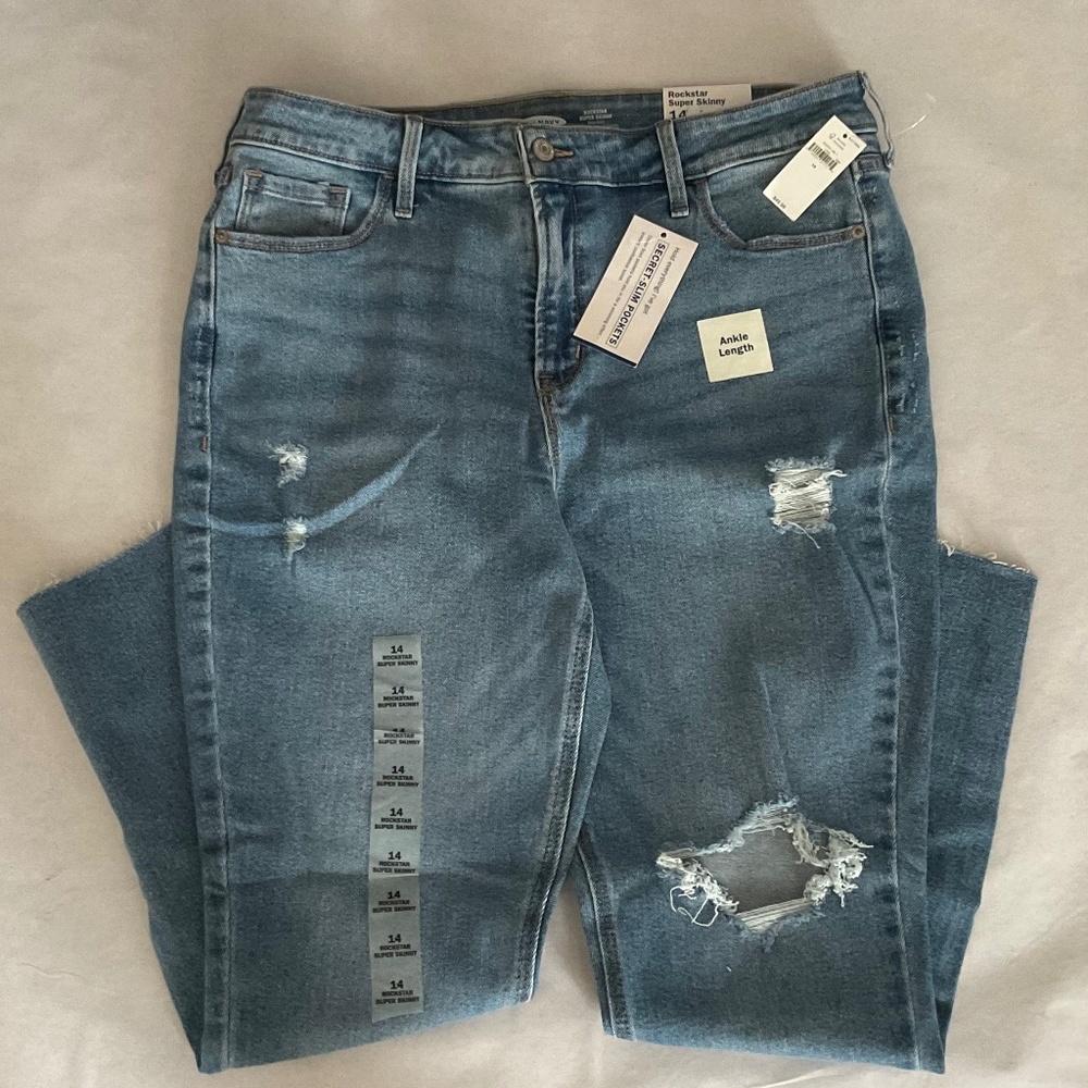 OLD NAVY Rock Star Super Skinney Jean w/Stretch High Rise Ankle Length Sz:14 New
